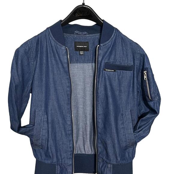 Members Only Girls' (10-12) Blue Denim Soft/Lightweight Cotton Bomber Jacket - Picture 7 of 10